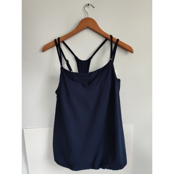Athleta Seascape Bra Cup Blousy Modest Tankini Top Navy Blue 36B 36C Medium NWT - Picture 3 of 11